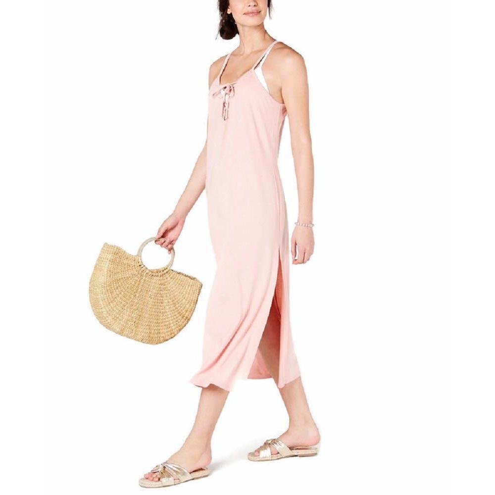 Miken Women's Lace-Up Dress Swim Cover-Up, Mellow Rose, Medium